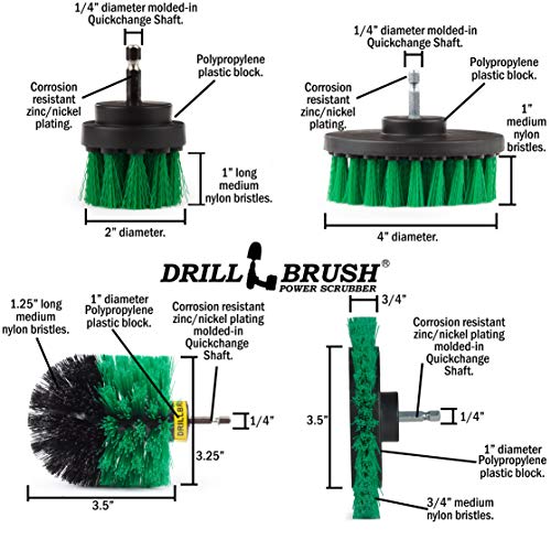 Drillbrush Green – Drill Power Kitchen Scrub Brush Kit – Oven Cleaning Drillbrush Attachment – Drill Scrubber Attachment for Dishes – Stove Cleaning Brush for Drill