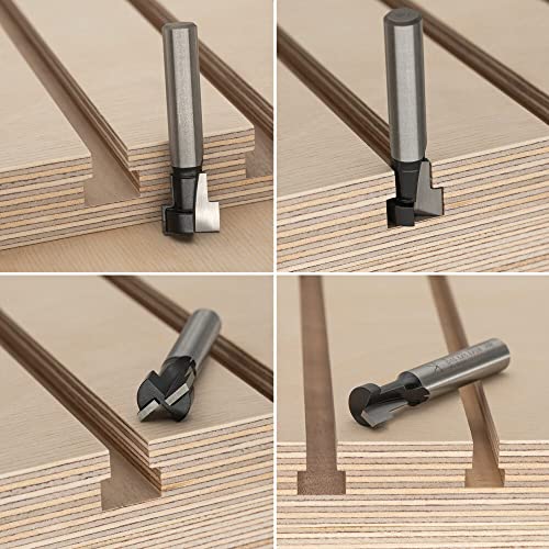 ENT 09003 3-Piece HW T-Slot Cutter Set, Optimised for M5, M6 and M8 Screws, HW (HM), Shaft (S) 8 mm - Grooves for Standard Hex Screws