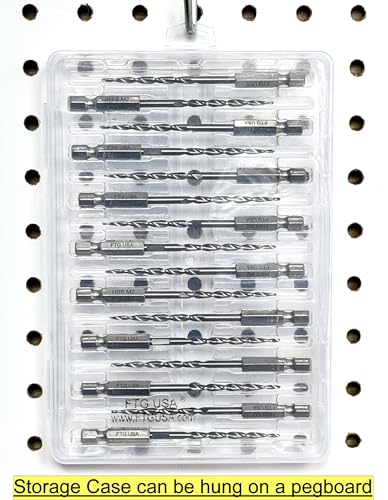 FTG USA 16-piece #6 parabolic flute tapered replacement countersink drill bits in storage case