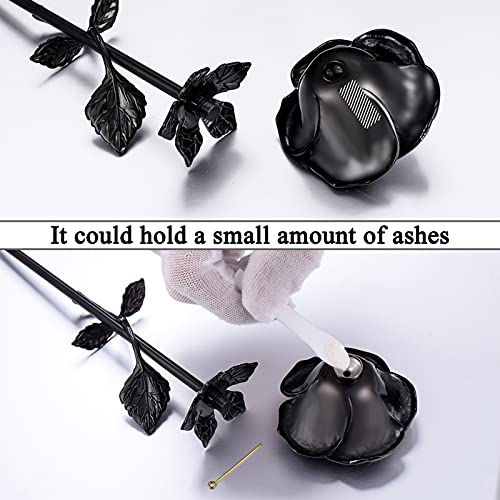 Rose Flower Keepsake Urn for Ashes Sympathy Gift Small Stainless Steel Urn Mini Cremation Urn Keepsake Rose for Sharing Human Ashes-Black Black
