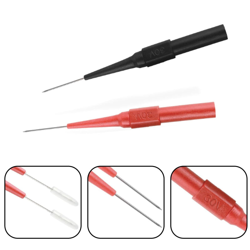 [Australia - AusPower] - 16 Pcs Back Probe Kit, 0.7mm Stainless Steel Non-Destructive Wire Piercing Test Probes, Multimeter Tester Needles for Banana Socket Plug, Automotive Electrical Diagnostics 