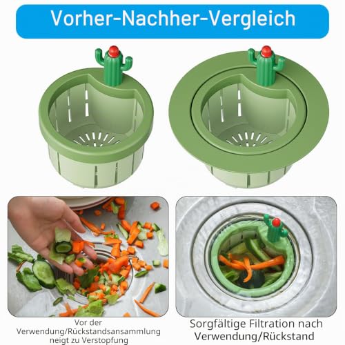 Green Cactus Sink Drainer Filter Functional Kitchen Accessories Quick Drain Kitchen Sink Filter Green