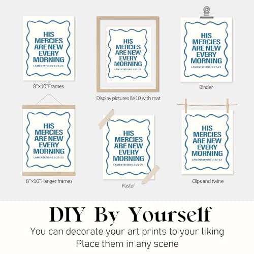 Locomiss Blue Christian College Dorm Room Wall Art Decor Posters, Blue Christian Jesus Wall Art Posters For Teen Girls College Dorm Room Bedroom Bathroom Decor, Set of 4 (8x10 Unframed) 8x10 Inches