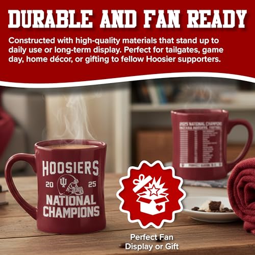 Indiana Hoosiers 2025 National Champions Ceramic Sculpted Mug 16oz Crimson Mug
