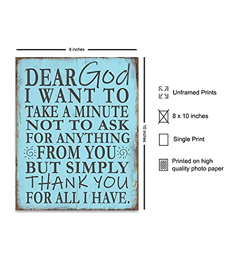 God Wall Decor - Religious Gifts for Women - Christian Gifts - Positive Catholic Wall Art - Inspirational Spiritual Quote - Church Decorations - Light Blue Decor - Grateful Art - Faith Artwork
