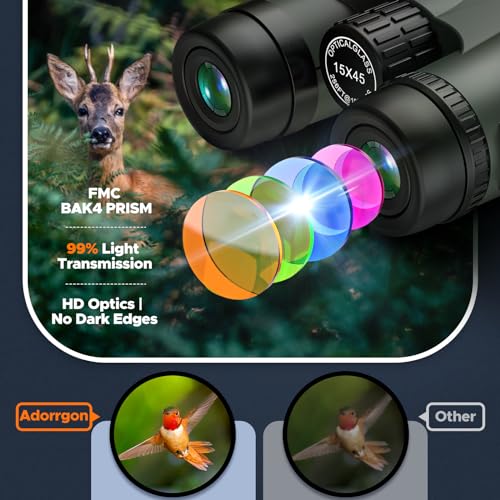 Adorrgon 15x45 High Powered Binoculars for Adults, Phone Adapter and Tripod