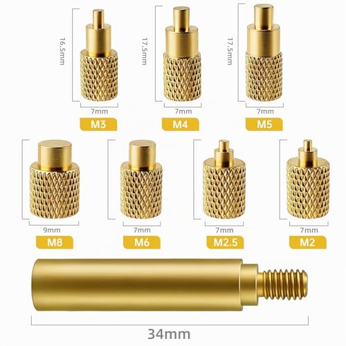8-Piece Soldering Iron Melting Aid Brass Tips Set - 3D Printer Accessories with Internal Thread Knurled Nuts, 936 & 900M/T18 Soldering Iron Tips for Thread Insert Melting Nuts M2 M3 M4 M5 M6 M8