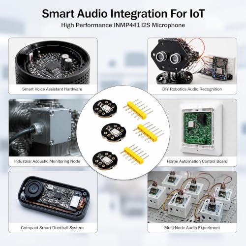 Inmp441 Omnidirectional Microphone Module 24-bit i2s Pack of 3 | Digital audio sound sensor module with resolution, high sensitivity, compatible with ESP32 and embedded systems