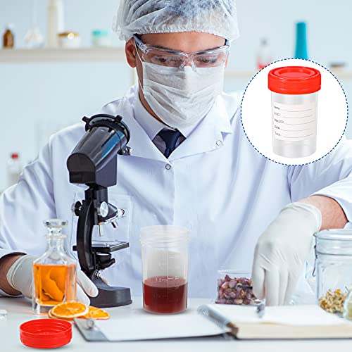 Pack of 5 Sample Containers Bottle 60 ml Sample Container Transparent Sample Bottle Urine Container with Secure Screw Lids Suitable for Experiments, Storage