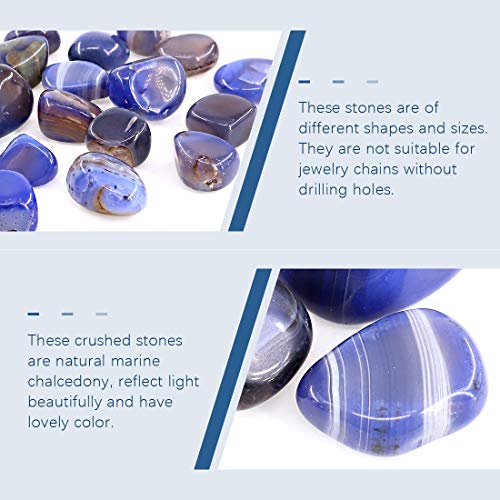 Swpeet 1Pound Marine Agate Bulk Stone Large Gemstone Crushed Pieces 0.75-1"inch Tumbled Stone Chips Crushed Natural Crystal Quartz Perfect for Jewelry Making Home Decoration Blue