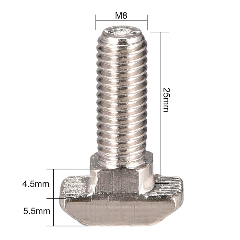 [Australia - AusPower] - uxcell M8x25mm T-Slot Drop-in Stud Sliding Screw Bolt Carbon Steel 20pcs for 40 Series European Standard Aluminum Profile 