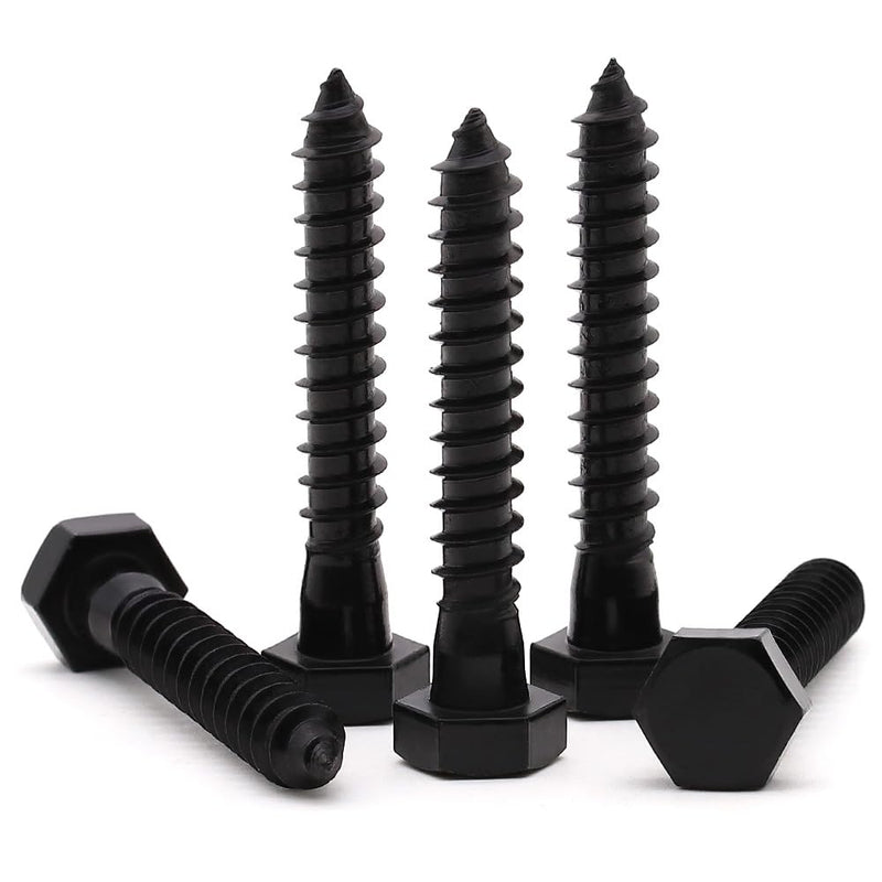 [Australia - AusPower] - 1/2 x 3 (8 Pack) Stainless Steel Hex Lag Bolts, Hexagon Head Lag Screws Bolts, Stainless Steel 304 (18-8), UNC Coarse Thread, Tip Point, Deck Screws, Black Coated 1/2 x 3" 8 