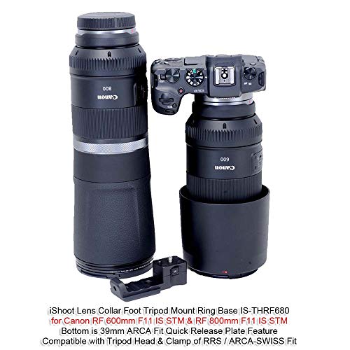 iShoot Lens Collar Replacement Foot Tripod Mount Ring Base Support Stand Compatible with Canon RF 600mm F11 is STM and Canon RF 800mm F11 is STM, Lens Support Holder with Arca Fit Dovetail