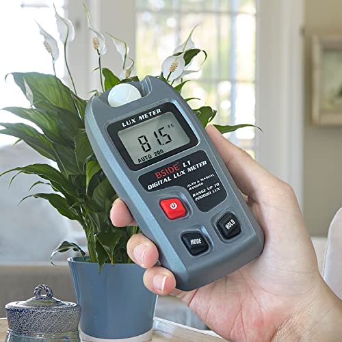 MAXRIENY BSIDE digital light meter displaying illuminance readings in lux on LCD screen