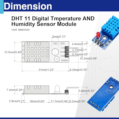Usdrwam DHT11 digital temperature and humidity sensor modules, 6-piece set for electronic projects