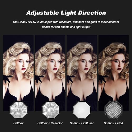 Godox AD-S7 48cm/18.9inch Softbox for Godox AD200 AD200Pro AD200Pro II AD360II, Quick Set up Release Soft Box with Grid Diffuser Carry Bag