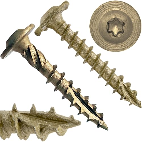 Jake Sales bronze #14 x 1-1/2-inch construction lag screws with Torx drive and modified truss washer heads, 100 count