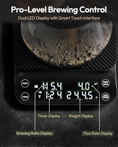 Maestri House S3 Pour Over Coffee Scale with Timer, 3kg/0.1g Black