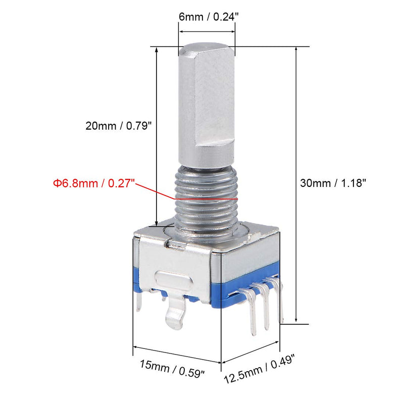 sourcing map 360 Degree Rotary Encoders Code Switch Digital EC11 7 Pins | 20mm D-shaft