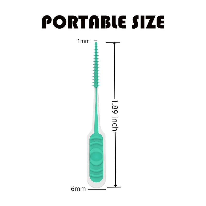 [Australia - AusPower] - 200PCS Interdental Brush with Soft Rubber Handle,Disposable Dental Picks for Teeth Cleaning,Dental Picks with Convenient PP Case (Green) Green 
