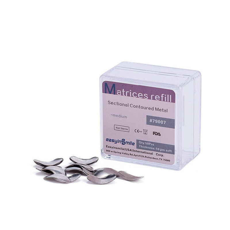 [Australia - AusPower] - Dental Matrix Bands 50PCS Sectional Contoured Metal Matrices System 50?m for Tooth Interproximal Refill (Medium) Medium 