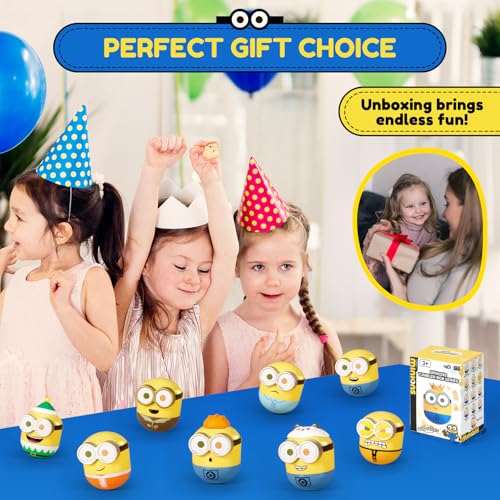Minions Blind Box Figures, Mini Wobbler Toy Action Figures for Home Decor Desk Accessories, Despicable Me Collectible Toys for Adults & Kids Ages 3+, Tumbler Bob Series, 12 Packs 12 Pack