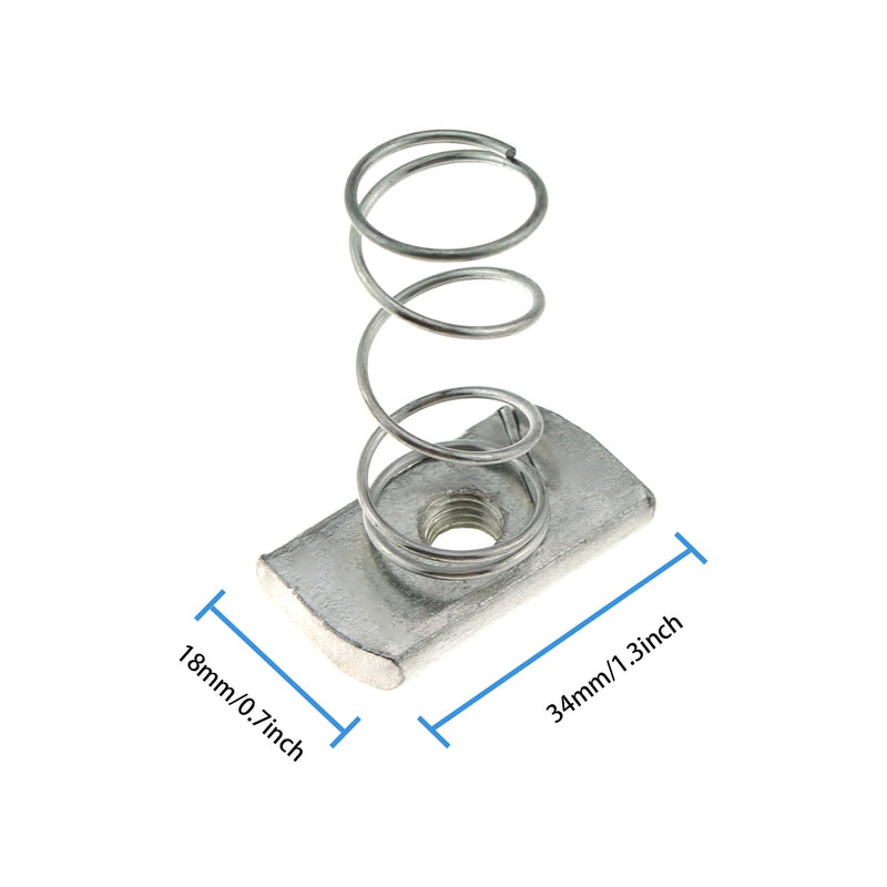 [Australia - AusPower] - Maxmoral 12pcs M8x6mm Spring Channel Nuts with Zinc Electroplate Finish, Long Spring Nuts Great for Use with Strut Channel 