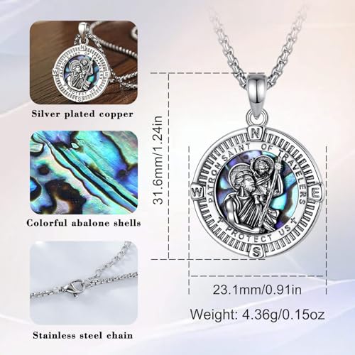 St Christopher Necklace Saint Christopher Medal Pendant for Men