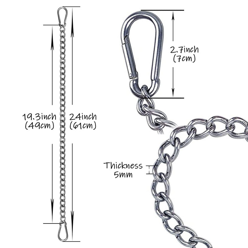 [Australia - AusPower] - 2PCS 24" Length Stainless Steel Hanging Chair Chain with 4 Carabiners Load Bearing 400-800LB 
