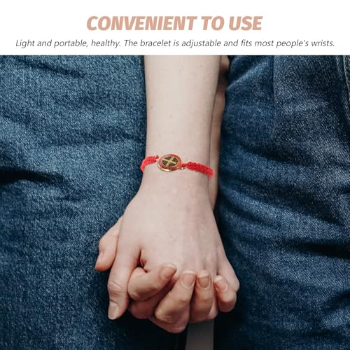 POPETPOP St Benedict Bracelet Red Alloy and Rope Adjustable Lightweight Wrist Chain for Formal Dresses