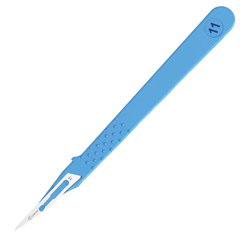 [Australia - AusPower] - Gima Standard No.11 Sterile Scalpels made of Rust-Proof Stainless Steel, ABS Handle, for Single Use, 10 Individually Packed Scalpels 11 