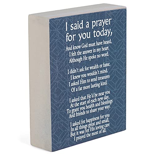Said A Prayer For You Navy Blue 4 x 3 Wood Decorative Tabletop Block Plaque