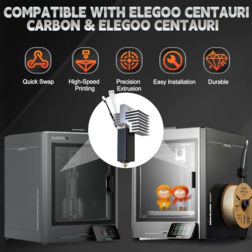 42 Pcs Ceramic Hotend Print Head Extruder Kit, High End Ceramic Hotend, with 0.2/0.4/0.6mm Hardened Steel Nozzle, Nozzle Cleaning Tool for Elegoo Centauri Carbon/Centauri 3D printers 42 Pcs Ceramic Hotend Print Head Extruder Kit