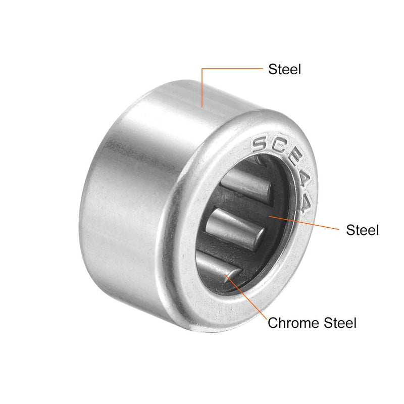 [Australia - AusPower] - uxcell SCE44 Needle Roller Bearings 1/4-inch Bore 7/16-inch OD 1/4-inch Width Chrome Steel Open End 10pcs 1/4x7/16x1/4" 