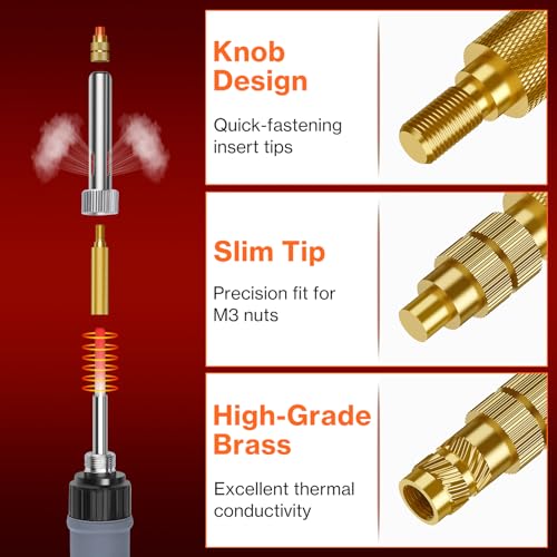 Threaded Inserts Soldering Tips Set, Preciva M3 Thread Insert Soldering Tips Set with M3 Screws Nuts Assortment Set