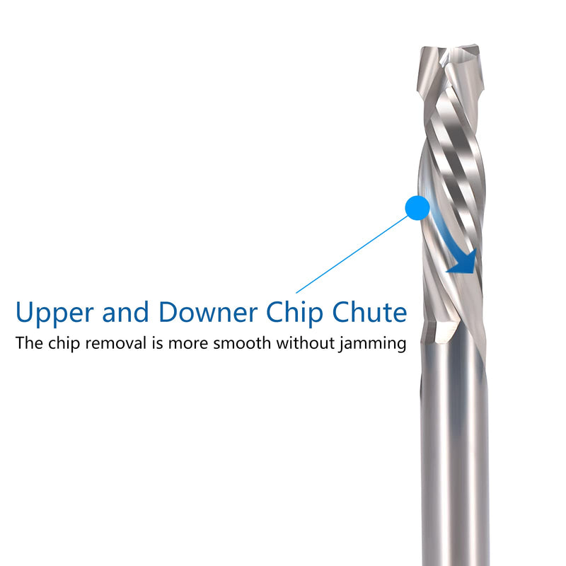[Australia - AusPower] - EU_HOZLY 3.175x22mm UP &DOWN Cut Two Flutes Spiral Carbide Mill Tool Cutters for CNC Router Compression Wood Bits Pack of 5 1/8 inch x 22mm 