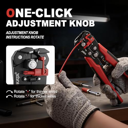 KATA Wire Crimper and Automatic Wire Stripper Tool Set for Electrical Work 2pc Red