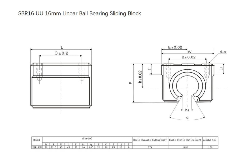 [Australia - AusPower] - SBR16UU Bearing Blocks, 4Pcs 16mm Open Sliding Ball Bearing Block for SBR16 Linear Motion Shaft Guides Slide Rails as CNC Linear Rail Kit SBR16UU 