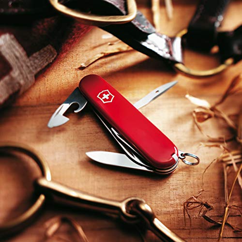 Red Victorinox Tinker multitool with multiple folding tools and signature Swiss Army knife design