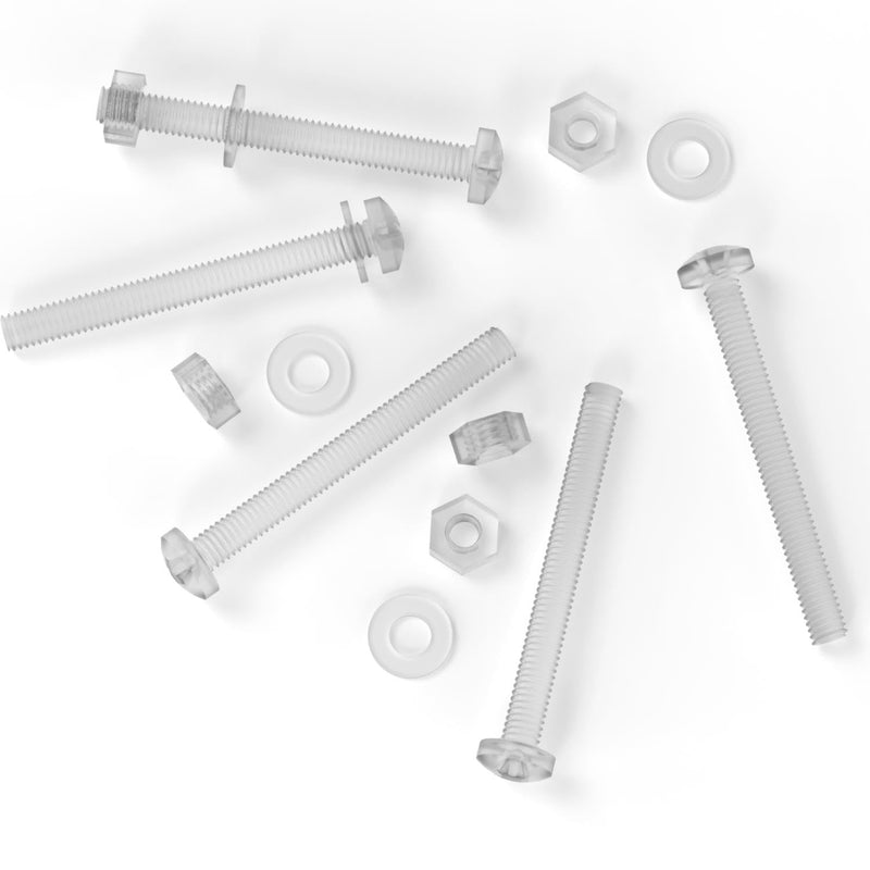 [Australia - AusPower] - Pack of 100, M3, M4, M5, M6, M8 - Transparent Clear Plastic Acrylic Nuts & Bolts -Acrylic Plastic Screws, M3, M4, M5, M6, M8, Washers 