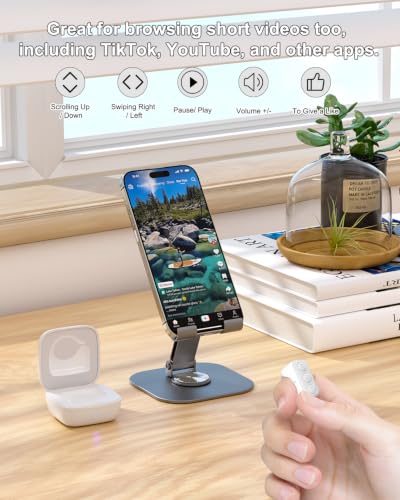 Multi-Function Bluetooth Page Turner TikTok Scrolling Ring Ideal for E-Readers/TikTok Videos/Camera Recording Compatible with Kindle/Kobo/iOS/Android (White) White