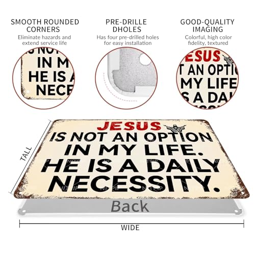 Bible Wall Sign Jesus Is Not An Option Metal Signs Jesus Quotes Sign Religious Prayer Metal Signs Bible Verse Positive Quotes Gifts Home Bedroom Office 12x16 Inch