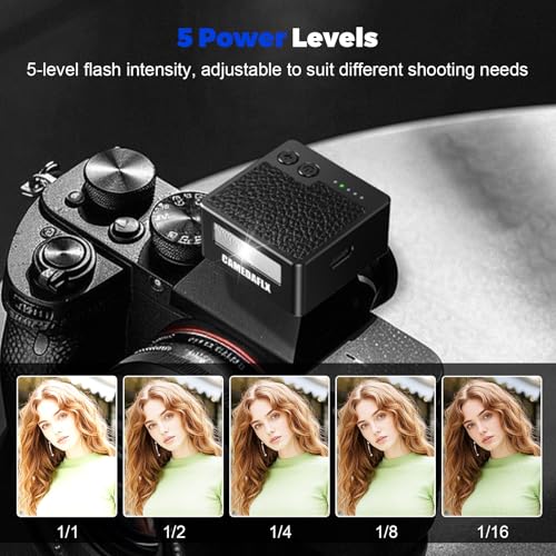 CF2 Mini Camera Flash-Aluminum Hot Shoe Flash,GN10,5 Power Levels Manual Camera Flash for Sony ZV1/Ricoh GR3/Fuji/Canon/Nikon/Mini Flash for Film Camera DSLR(Black).