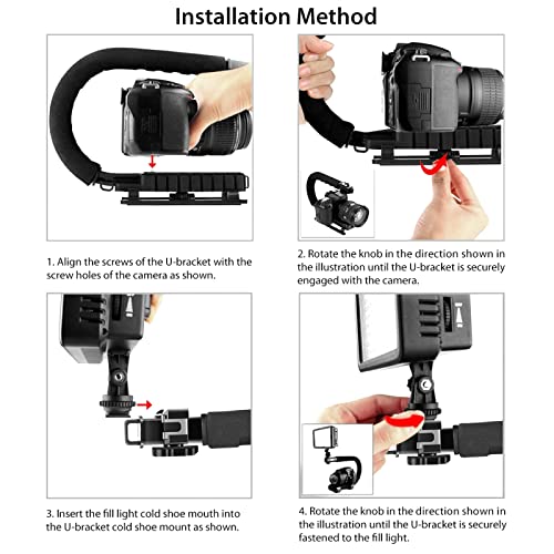 PULUZ U/C Shape Video Action Stabilizing Handle Grip Handheld Stabilizer Kit with Phone Clamp & Quick Release Buckle & Long Screw for Canon Sony Nikon Cameras and Home DV Camera Smartphones stabilizer kits 1