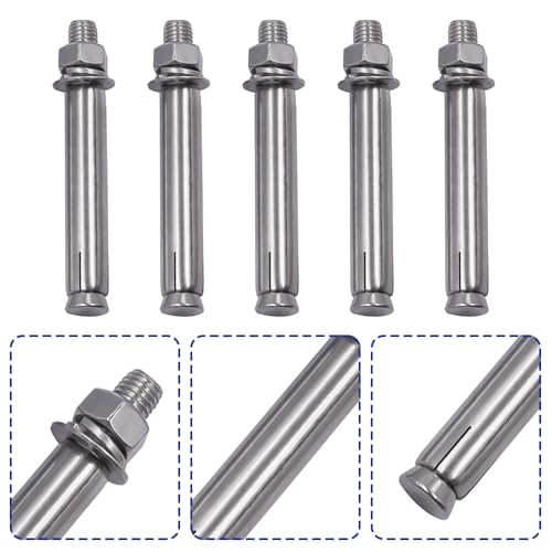 MOUMOUTEN M12 x 70mm 304 stainless steel expansion bolts with hex anchors, 4-piece set