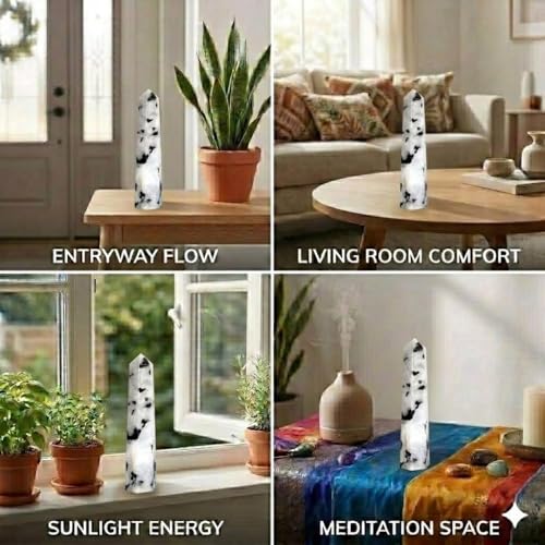 Jet International Women's Genuine Exquisite Rainbow Moonstone Obelisk Tower Jumbo 8 Facet Aura Rock Crystal Natural Polished Earth Spirit Balance Point Gemstone Spiritual Chakra Balancing Psychic