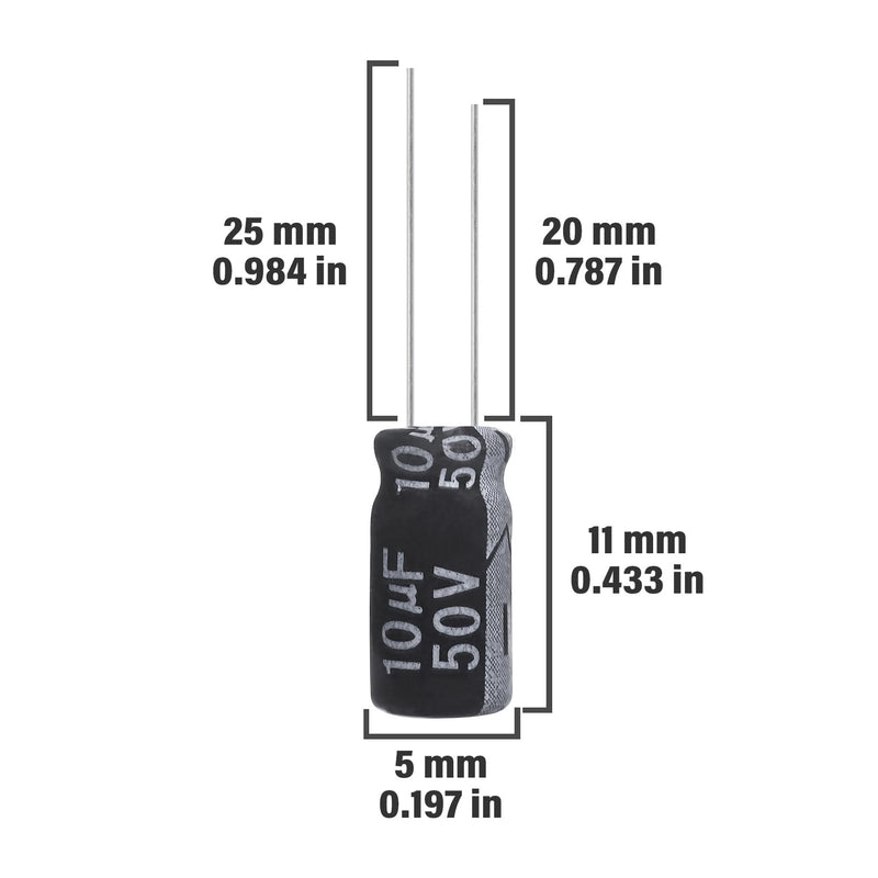 [Australia - AusPower] - 10uF 50V 5x11mm Electrolytic Capacitor 10 UF MFD 50 Volt 0.2x0.43in Aluminum Capacitors (Pack of 15) 10uF 50V 5x11MM 