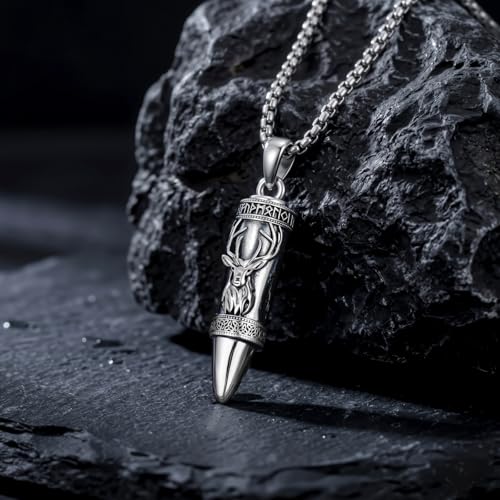 Bullet Urn Necklace for Ashes Cross Lion Eagle Deer Celtic Knot Necklace 02-DEER