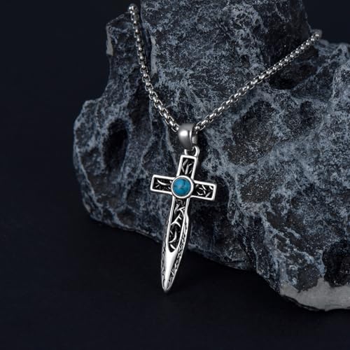 ROMANTICWORK Arrowhead Necklace 925 Sterling Silver Pendant Viking Jewelry for Anniversary Birthday Gifts Men Cross