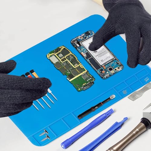 Heat Resistant Soldering Mat 30 x 20 cm for Work - Heat Resistant up to 500 °C | Does not melt, burn, or deform when in contact with soldering iron - Ideal for repairing phone motherboards & game consoles 30x20CM